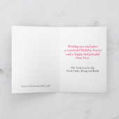 ピンクの水の色の背景に白いスノーフレーク シーズンカード (内部)