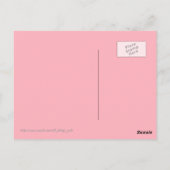 ピンクの水の色の背景に白いスノーフレーク ポストカード (裏面)