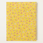 ピンクの水の色の花のパターン明るい黄色 プランナー手帳 (裏面)