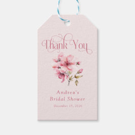 ピンクの水の色の花のブライダルシャワーの好意 ギフトタグ