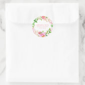 ピンクの水の色の花のブライダルシャワーの好意 ラウンドシール (バッグ)