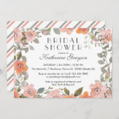 ピンクの水の色の花のブライダルシャワー招待 招待状 (正面/裏面)