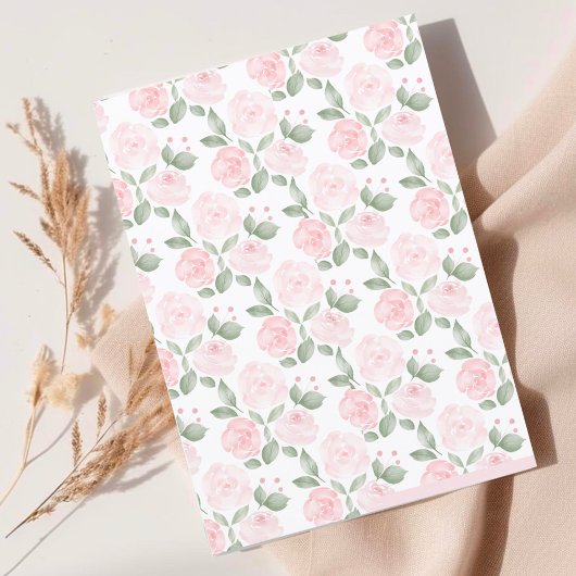 ピンクの水の色の花の女の子バプテスマ 招待状