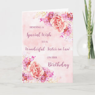 ピンクの水の色の花の姉妹の法則誕生日 カード