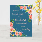 ピンクの水の色の花の姉妹の法則誕生日 カード (黄色い花)