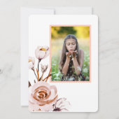 ピンクの水の色の花の娘ファースト聖餐式 招待状 (裏面)