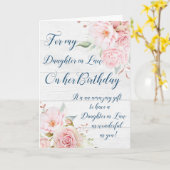 ピンクの水の色の花の娘法律の誕生日 カード (黄色い花)