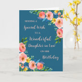 ピンクの水の色の花の娘法律の誕生日 カード (黄色い花)