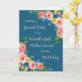 ピンクの水の色の花の母in法律誕生日 カード (黄色い花)