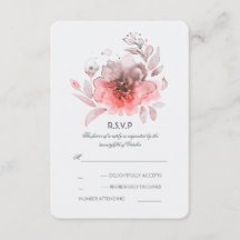 ピンクの水の色の花の結婚式RSVPカード