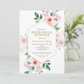 ピンクの水の色の花の花束リハーサルディナー 招待状 (スタンド正面)