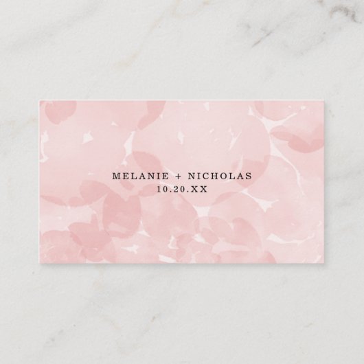 ピンクの水の色の花びら結婚式RSVPオンライン エンクロージャーカード (裏面)