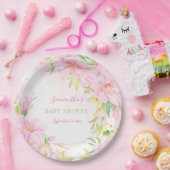 ピンクの水の色の花ぼう赤ちゃん女の子ベビーシャワー ペーパープレート (パーティー)