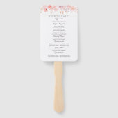 ピンクの水の色の花エレガントな結婚式プログラム ハンドファン (裏面)