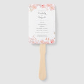 ピンクの水の色の花エレガントな結婚式プログラム ハンドファン (正面)