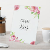 ピンクの水の色の花フローラ開いたバー 台座サイン (インサイチュ)