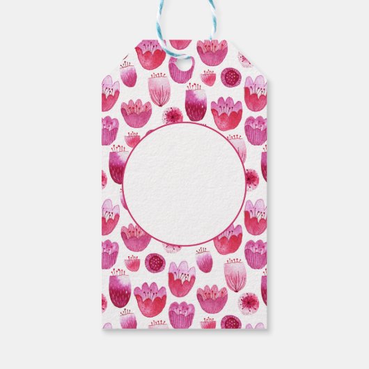ピンクの水の色の花フローラ ギフトタグ (裏面)
