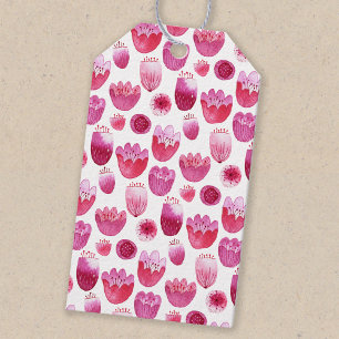 ピンクの水の色の花フローラ ギフトタグ