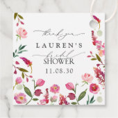 ピンクの水の色の花ブライダルシャワーありがとう フェイバータグ (裏面)