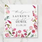 ピンクの水の色の花ブライダルシャワーありがとう フェイバータグ (正面)