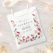 ピンクの水の色の花ブライダルシャワーありがとう フェイバーバッグ (クリップ留めされた状態)