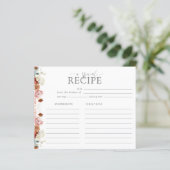 ピンクの水の色の花ブライダルシャワーレシピカード (スタンド正面)
