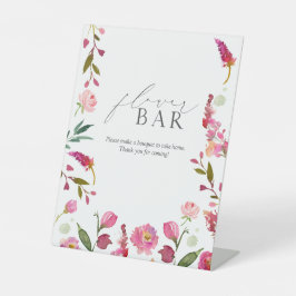 ピンクの水の色の花ブライダルシャワー花バー 台座サイン