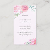 ピンクの水の色の花ブーケエレガント美しい 名刺 (裏面)