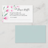 ピンクの水の色の花ベビーシャワーおむつラッフル エンクロージャーカード (正面/裏面)