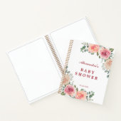 ピンクの水の色の花ベビーシャワーゲスト ノートブック (内部)
