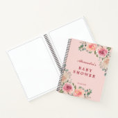 ピンクの水の色の花ベビーシャワーゲスト ノートブック (内部)