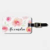 ピンクの水の色の花名前をカスタムするラゲージタグ ラゲッジタグ (正面横)