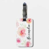 ピンクの水の色の花名前をカスタムするラゲージタグ ラゲッジタグ (裏面縦)