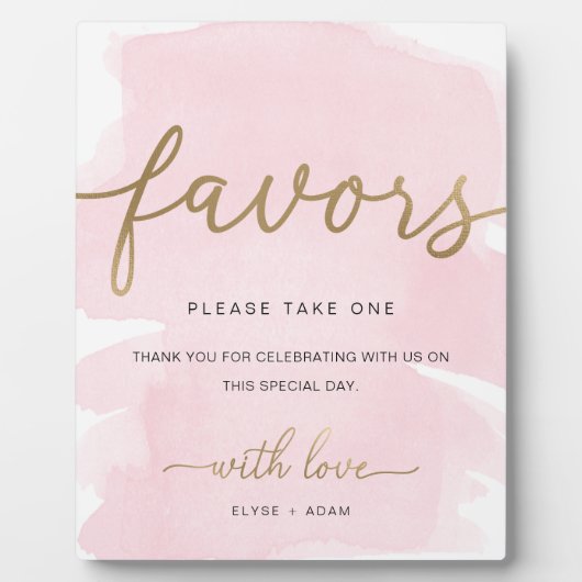 ピンクの水の色の金ゴールドの好意サイン フォトプラーク (正面)