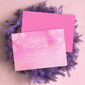 ピンクの水の色の雪の結晶ベビーシャワー 招待状