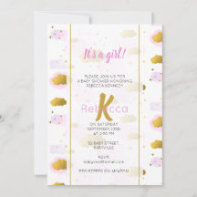 ピンクの水の色の雲金ゴールド星スカイベビーシャワー