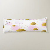 ピンクの水の色の雲金ゴールド星空 ボディピロー (裏面)