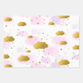 ピンクの水の色の雲金ゴールド星空 ラッピングペーパーシート (正面2)