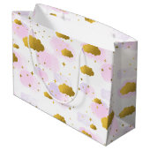 ピンクの水の色の雲金ゴールド星空 ラージペーパーバッグ (裏面アングル)
