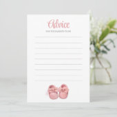 ピンクの水の色の靴ガールベビーシャワーアドバイスカード 招待状 (スタンド正面)