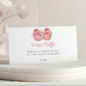 ピンクの水の色の靴ベビーシャワーおむつラッフル エンクロージャーカード