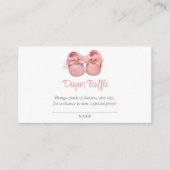 ピンクの水の色の靴ベビーシャワーおむつラッフル エンクロージャーカード (正面)