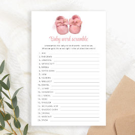 ピンクの水の色の靴ベビーシャワー単語スクランブル