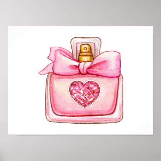 ピンクの水の色の香水ボトル ポスター (正面)