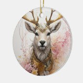 ピンクの水の色の鹿セラミッククリスマスオーナメント セラミックオーナメント (左)