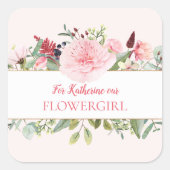 ピンクの水の色は私の花の女の子のシールになる スクエアシール (正面)