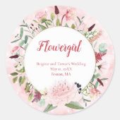 ピンクの水の色は私の花の女の子のシールになる ラウンドシール (正面)