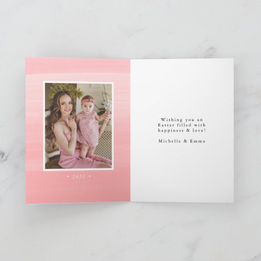 ピンクの水の色アーチ2写真イースターの願い シーズンカード (内部)