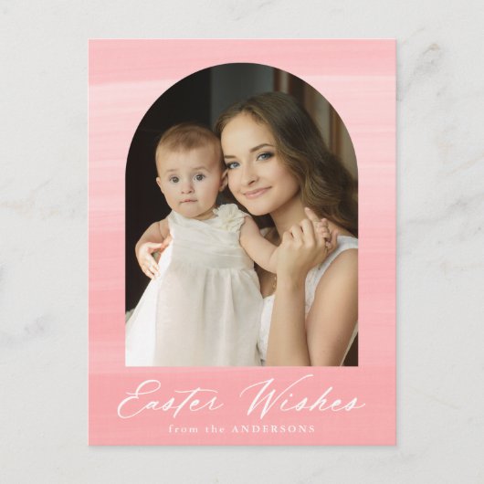 ピンクの水の色アーチ2写真イースターの願い シーズンポストカード (正面)