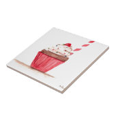 ピンクの水の色カップケーキフードアート タイル (側面)